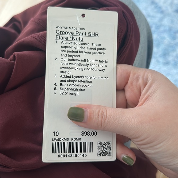 NWT Lululemon Groove Pant SHR Flare *Nulu Color: RDMR Red Merlot Sz. 10 - Picture 4 of 8